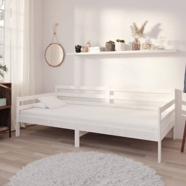 vidaXL Καναπές Κρεβάτι Λευκός 90x200cm από Μασίφ Ξύλο Πεύκου 1 τεμ. - Μονό