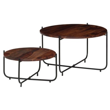 vidaXL Σετ Τραπεζάκια Σαλονιού 2 τεμ. 60x35cm Μασίφ Ξύλο Sheesham