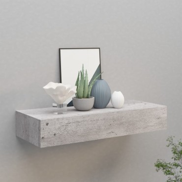 vidaXL Ράφι Επιτοίχιο με Συρτάρι Γκρι Σκυρ. 60x23,5x10cm από MDF 1 τεμ.