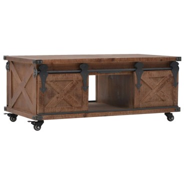 vidaXL Τραπεζάκι Σαλονιού Καφέ 91x51x38cm από Μασίφ Ξύλο Ελάτης 1 τεμ.