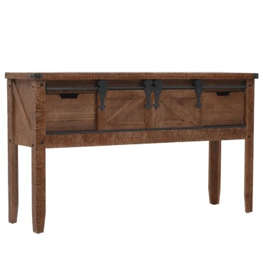 vidaXL Τραπέζι Κονσόλα Καφέ 131x35,5x75cm από Μασίφ Ξύλο Ελάτης 1 τεμ.
