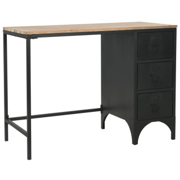 vidaXL Γραφείο με Συρτάρια 100x50x76cm Μασίφ Ξύλο Ελάτης/Ατσάλι 1 τεμ.