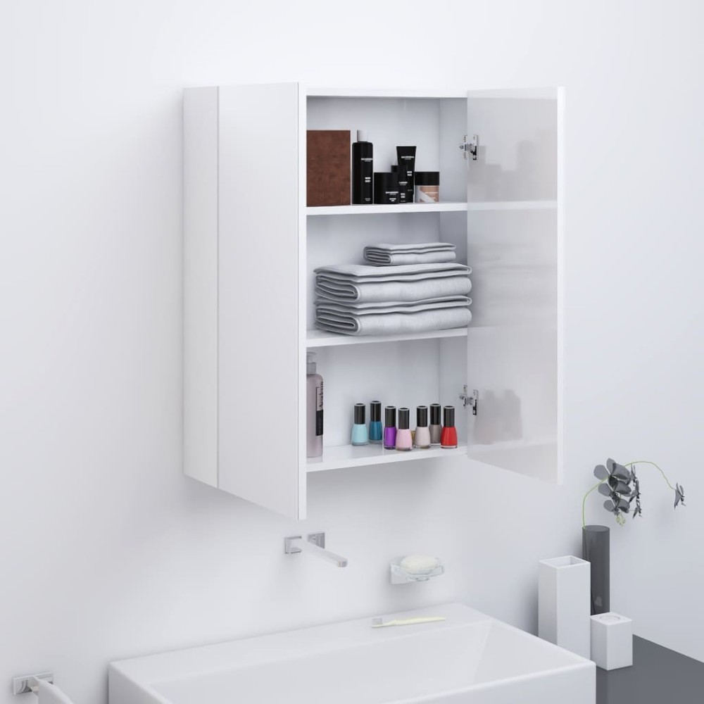 vidaXL Ντουλάπι Μπάνιου με Καθρέφτη 60x15x75cm Λαμπερό Λευκό από MDF 1 τεμ. vidaXL Ντουλάπι Μπάνιου με Καθρέφτη 60x15x75cm Λαμπερό Λευκό από MDF 1 τεμ.