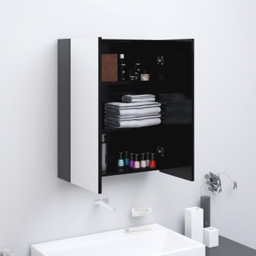vidaXL Ντουλάπι Μπάνιου με Καθρέφτη Ανθρακί 60x15x75cm από MDF 1 τεμ.