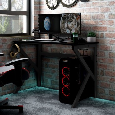 vidaXL Γραφείο Gaming Μαύρο 110x60x75cm με Πόδια σε Σχήμα Κ 1 τεμ.