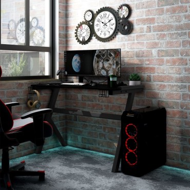 vidaXL Γραφείο Gaming με LED Μαύρο 110x60x75cm σε Σχήμα Υ 1 τεμ.