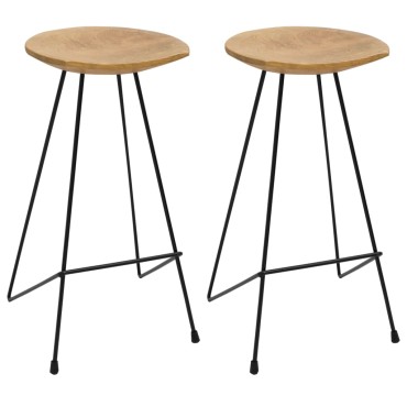 vidaXL Σκαμπό Μπαρ 2 τεμ. από Μασίφ Ξύλο Teak 40x40x79cm