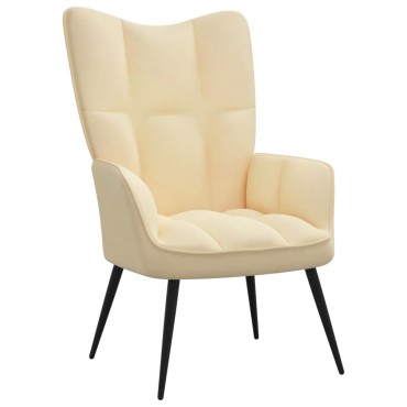 vidaXL Πολυθρόνα Relax Λευκό Κρεμ Βελούδινη 61x70x96,5cm 1 τεμ.