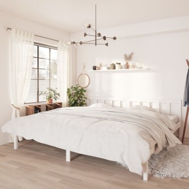 vidaXL Πλαίσιο Κρεβατιού Λευκό 200x200cm από Μασίφ Ξύλο Πεύκου 1 τεμ. - Διπλό