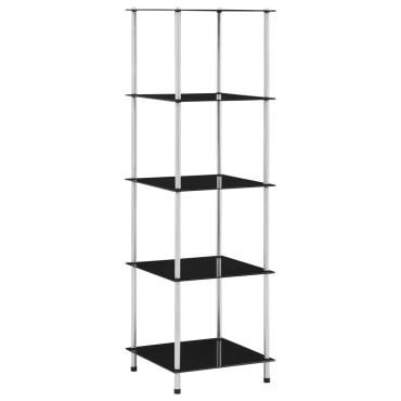 vidaXL Ράφι Διαφανές 5 Επιπέδων Μαύρο 40x40x130cm Ψημένο Γυαλί 1 τεμ.