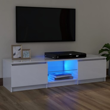 vidaXL Έπιπλο Τηλεόρασης με LED Γυαλιστερό Λευκό 120x30x36cm
