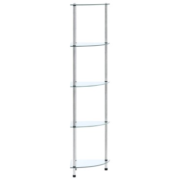 vidaXL Ράφι Διαφανές 5 Επιπέδων 30x30x130cm από Ψημένο Γυαλί 1 τεμ.