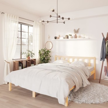 vidaXL Πλαίσιο Κρεβατιού 140x190cm από Μασίφ Ξύλο Πεύκου 1 τεμ. - Μονό