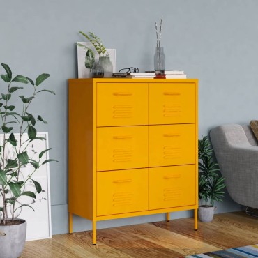 vidaXL Συρταριέρα Μουσταρδί 80x35x101,5cm από Ατσάλι 1 τεμ.