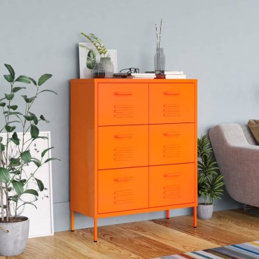 vidaXL Συρταριέρα Πορτοκαλί 80x35x101,5cm από Ατσάλι 1 τεμ.