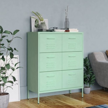 vidaXL Συρταριέρα Χρώμα Μέντα 80x35x101,5cm από Ατσάλι 1 τεμ.