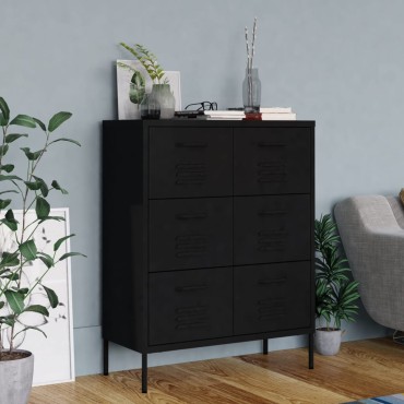 vidaXL Συρταριέρα Μαύρη 80x35x101,5cm από Ατσάλι 1 τεμ.