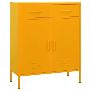 vidaXL Ντουλάπι Αποθήκευσης Μουσταρδί 80x35x101,5cm από Ατσάλι 1 τεμ.