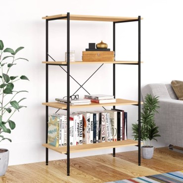 vidaXL Ραφιέρα 4 Επιπέδων Μαύρη και Δρυς 80x40x130cm 1 τεμ.