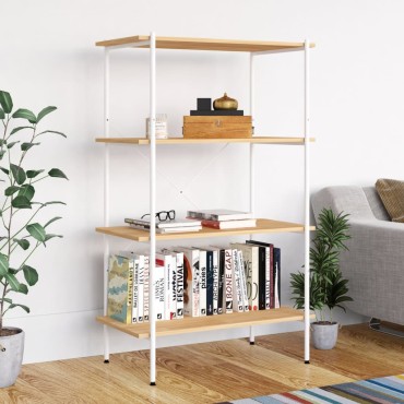 vidaXL Ραφιέρα 4 Επιπέδων Λευκή και Δρυς 80x40x130cm 1 τεμ.
