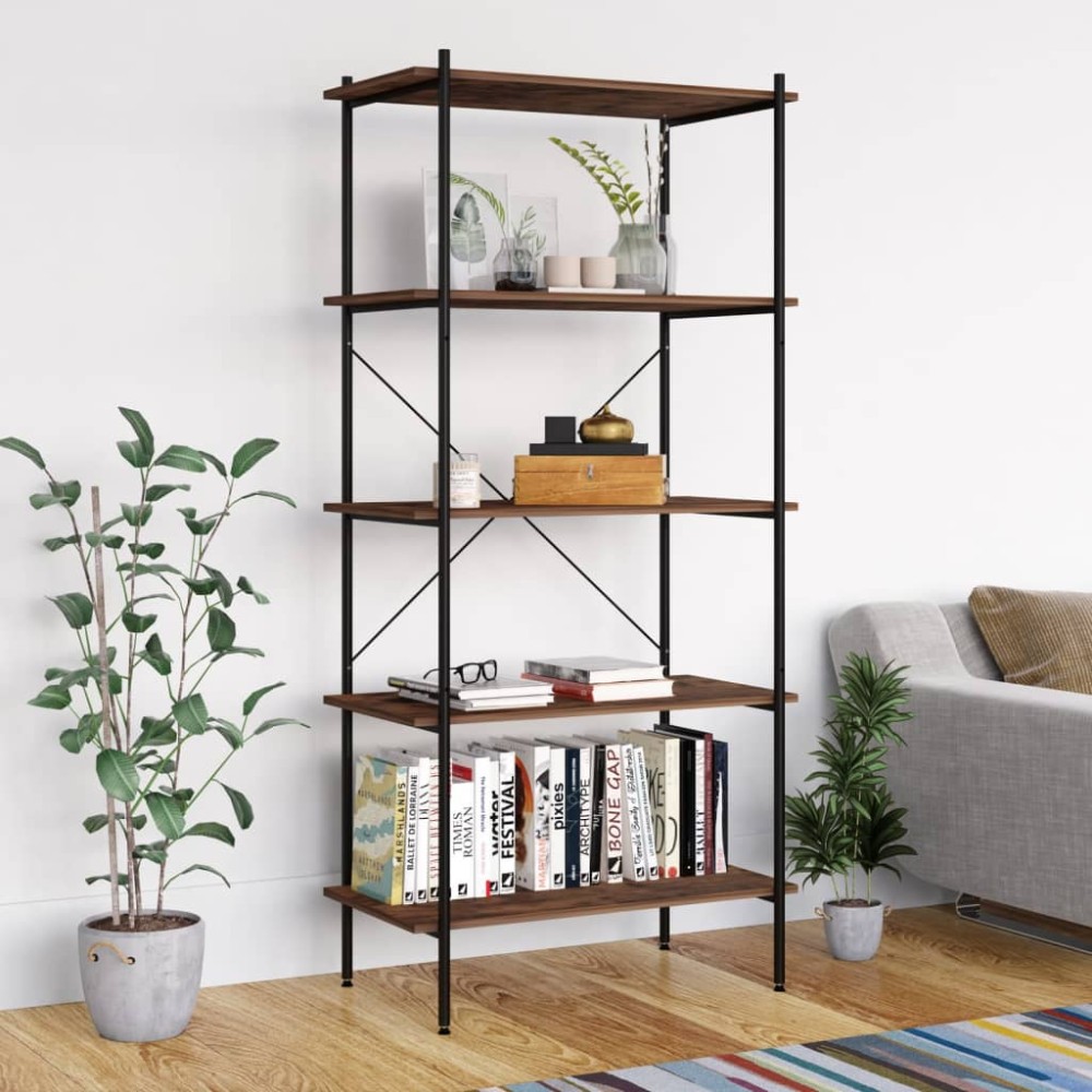 vidaXL Ραφιέρα 5 Επιπέδων Μαύρη και Φυσικό 80x40x163cm 1 τεμ.