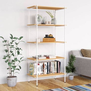 vidaXL Ραφιέρα 5 Επιπέδων Λευκή και Δρυς 80x40x163cm 1 τεμ.