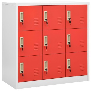 vidaXL Φοριαμός Ανοιχτό Γκρι / Κόκκινο 90x45x92,5cm Ατσάλινος 1 τεμ.