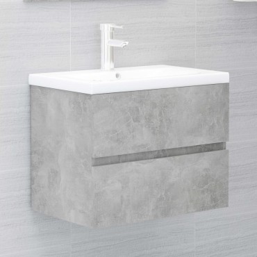 vidaXL Ντουλάπι Νιπτήρα Γκρι Σκυροδέματος 60x38,5x45cm από Επεξ. Ξύλο 1 τεμ.