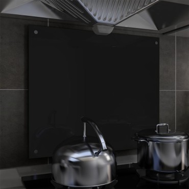 vidaXL Πλάτη Κουζίνας Μαύρη 70 x 60 εκ. από Ψημένο Γυαλί