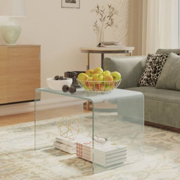 vidaXL Τραπέζι Βοηθητικό 40x40x60cm από Ψημένο Γυαλί 1 τεμ.