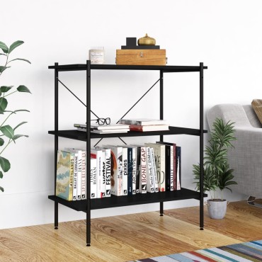 vidaXL Ραφιέρα 3 Επιπέδων Μαύρη 80x40x92cm 1 τεμ.