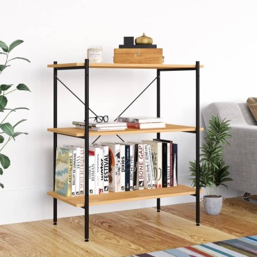 vidaXL Ραφιέρα 3 Επιπέδων Μαύρη και Δρυς 80x40x92cm 1 τεμ.