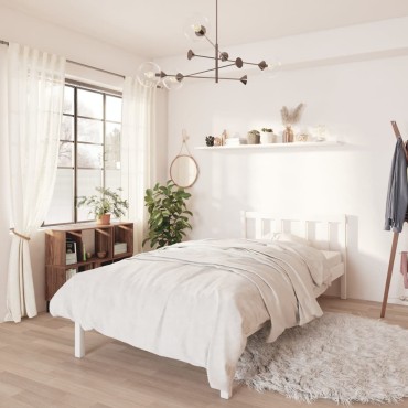 vidaXL Πλαίσιο Κρεβατιού Λευκό 75x190cm Μασίφ Ξύλο Πεύκου Small Single 1 τεμ. - Μονό
