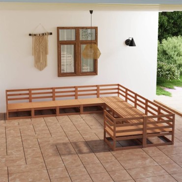 vidaXL Σαλόνι Κήπου 10 τεμ. από Μασίφ Ξύλο Πεύκου 70x70x67cm