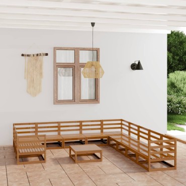 vidaXL Σαλόνι Κήπου 12 τεμ. από Μασίφ Ξύλο Πεύκου 70x70x67cm