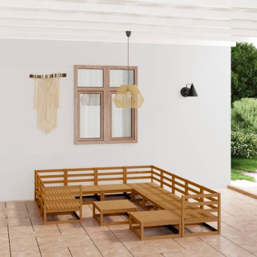 vidaXL Σαλόνι Κήπου 12 τεμ. από Μασίφ Ξύλο Πεύκου 70x70x67cm
