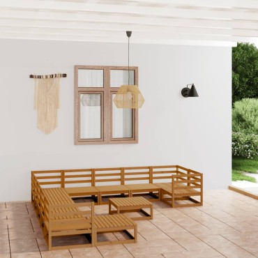 vidaXL Σαλόνι Κήπου 12 τεμ. από Μασίφ Ξύλο Πεύκου 70x70x67cm