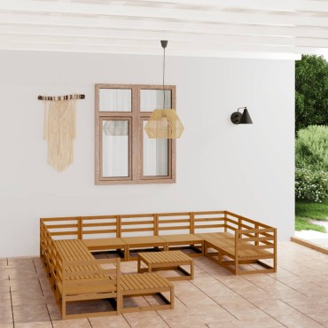vidaXL Σαλόνι Κήπου 13 τεμ. από Μασίφ Ξύλο Πεύκου 70x70x67cm