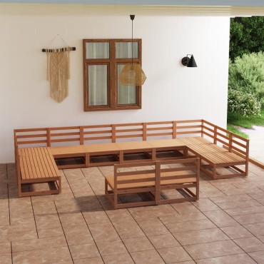 vidaXL Σαλόνι Κήπου 12 τεμ. από Μασίφ Ξύλο Πεύκου 70x70x67cm