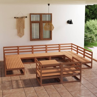 vidaXL Σαλόνι Κήπου 12 τεμ. από Μασίφ Ξύλο Πεύκου 70x70x67cm