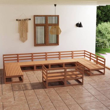 vidaXL Σαλόνι Κήπου 12 τεμ. από Μασίφ Ξύλο Πεύκου 70x70x67cm