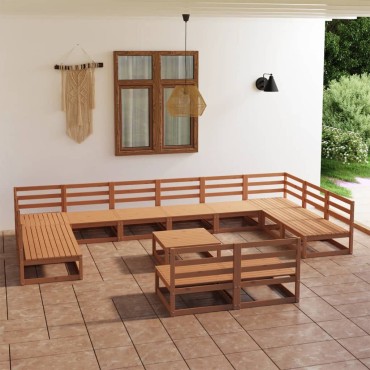 vidaXL Σαλόνι Κήπου 13 τεμ. από Μασίφ Ξύλο Πεύκου 70x70x67cm