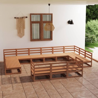 vidaXL Σαλόνι Κήπου 13 τεμ. από Μασίφ Ξύλο Πεύκου 70x70x67cm