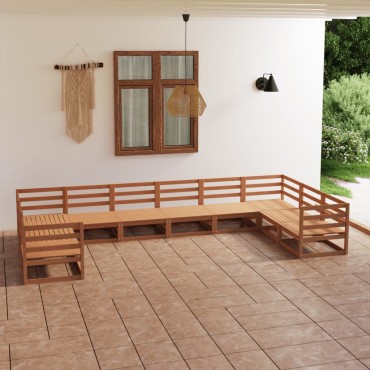 vidaXL Σαλόνι Κήπου 10 τεμ. από Μασίφ Ξύλο Πεύκου 70x70x67cm