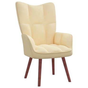 vidaXL Πολυθρόνα Relax Λευκό Κρεμ Βελούδινη 61,5x69x95,5cm 1 τεμ.