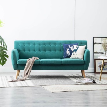 vidaXL Καναπές Τριθέσιος Πράσινος 172x70x82cm Υφασμάτινη Ταπετσαρία 1 τεμ.