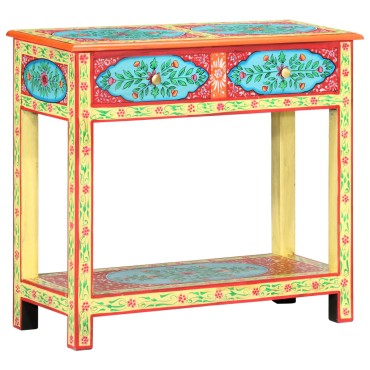 vidaXL Κονσόλα με Χειροπ. Λεπτομέρειες 80x35x75cm Μασίφ Ξύλο Μάνγκο 1 τεμ.