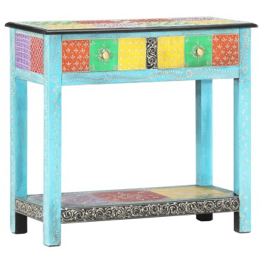 vidaXL Κονσόλα με Χειροπ. Λεπτομέρειες 80x35x75cm Μασίφ Ξύλο Μάνγκο 1 τεμ.