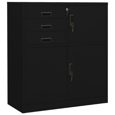 vidaXL Ντουλάπα Γραφείου Μαύρη 90x40x102cm Ατσάλινη 1 τεμ.