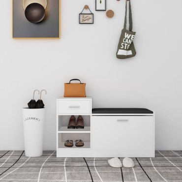 vidaXL Παπουτσοθήκη Λευκή 94,5x31x57cm από Επεξ. Ξύλο